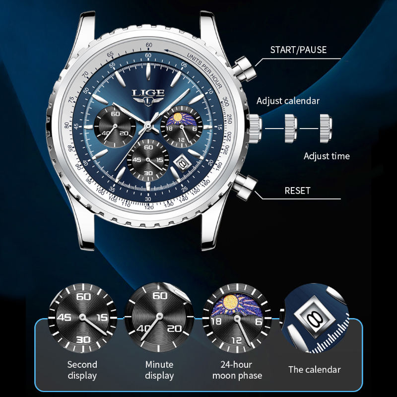 LIGE-Montre à quartz en acier  - Luxury Watch Maker avis et prix